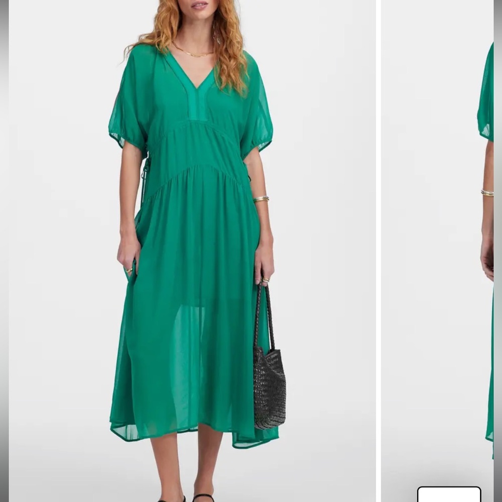 Sheer V-Neck Dolman Sleeve Maxi Dress